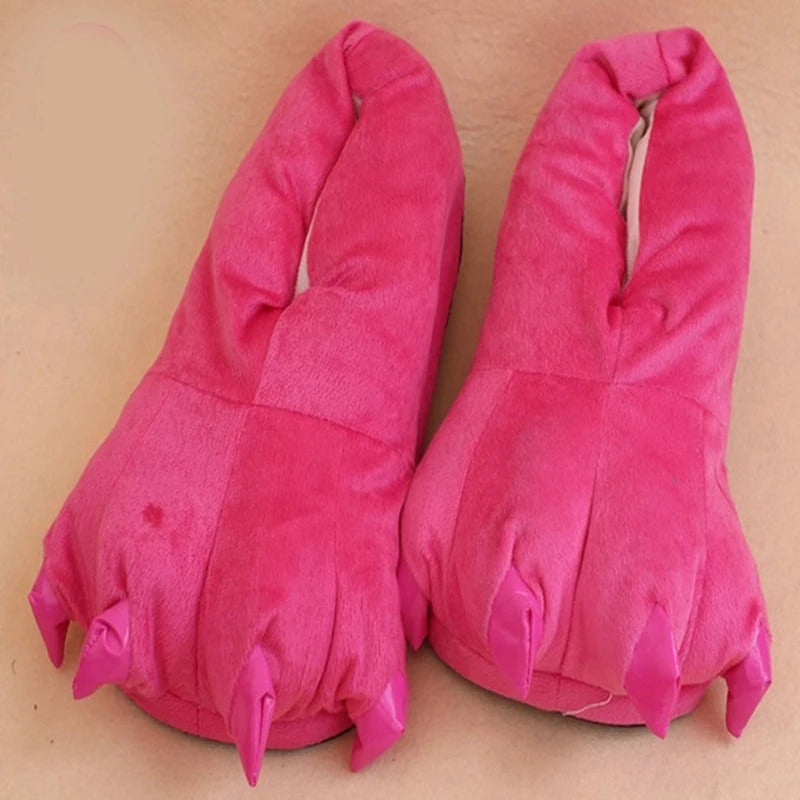 Winter Warm Soft Indoor Floor Slippers Women Men Shoes Paw Funny Animal Christmas Monster Dinosaur Claw Plush Home