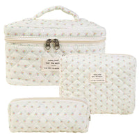 Women's Spring elegant flower pattern makeup bags, 2 pcs/set portable large capacity cosmetic storage bags, zipper makeup organizer for travel use