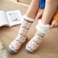 Winter Warm Socks Women penguin Plush Soft Female Non Grip Floor Slippers Short Sock Fuzzy Fluffy Deer Elk Bear Christmas Gift