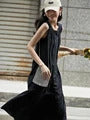 Fashion Women V-neck Maxi Dress Sexy Sling Sleeveless Dresses Knitted Long Dress Women Sweater Female