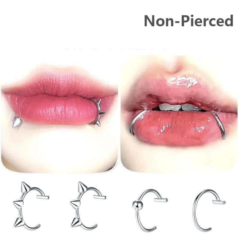 1Pc Stainless Steel Fake Nose Ring Hoop Septum Rings C Clip Lip Ring Earring Fake Nose Piercing Women Body Jewelry Non-Pierced