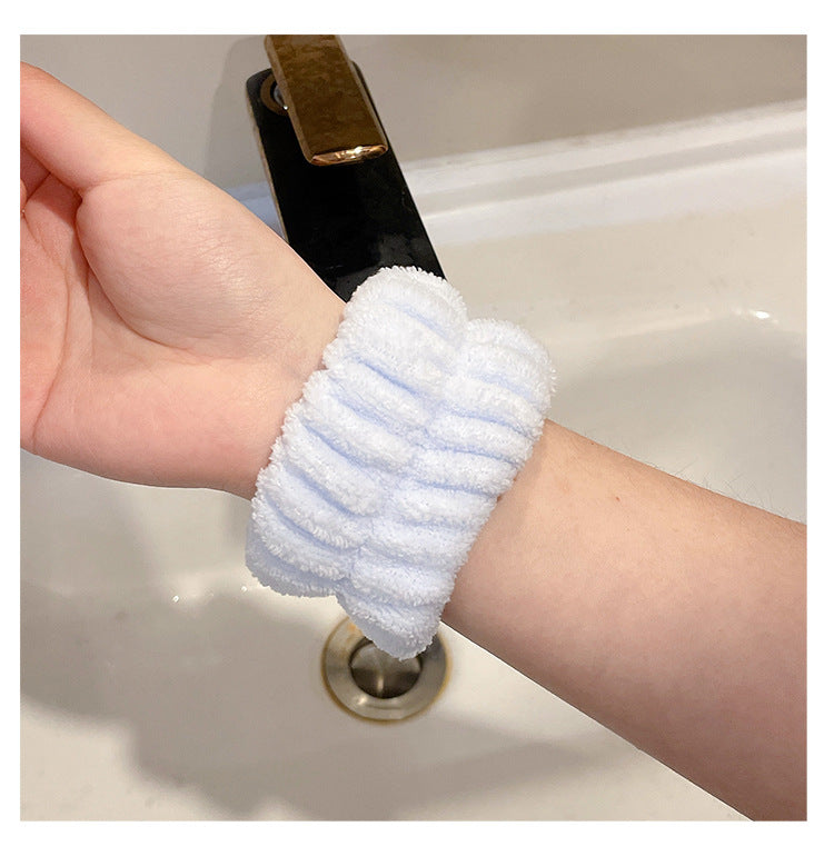 Fashion 2pcs One Pair Wash Face and Wrist Band Absorb Water Sweat Wiping Bracelet Hairband Moisture Proof Sleeve Wrist Guard