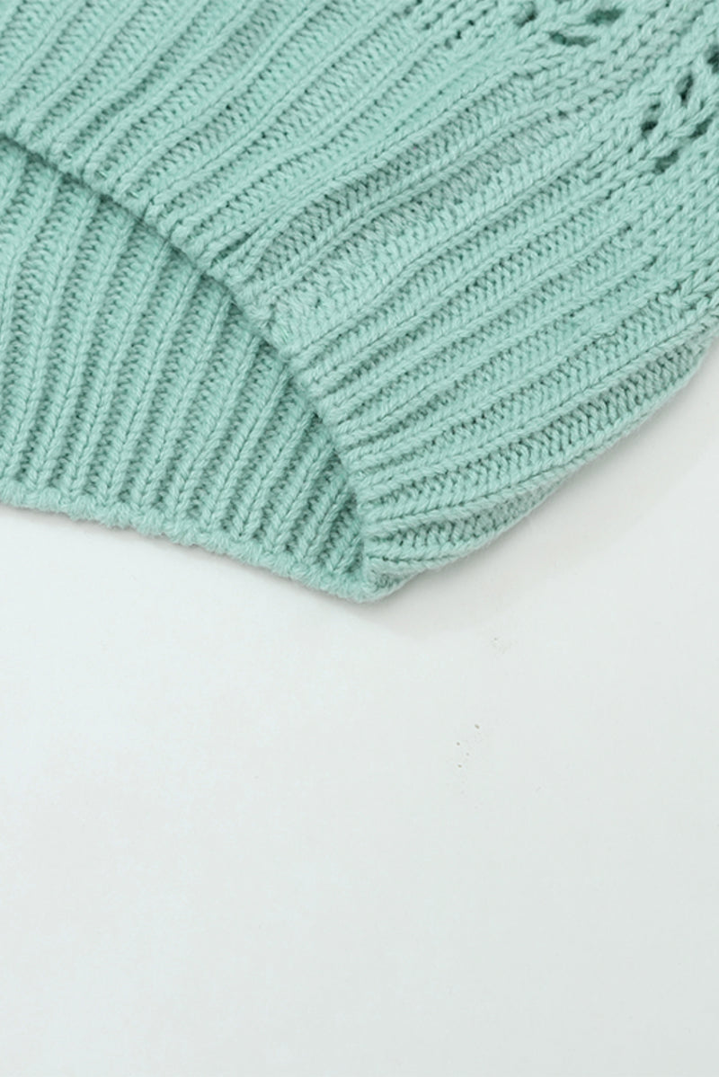 Green Sheer Knitted Pointelle Sweater