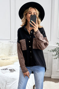 White Contrast Leopard Denim Jacket