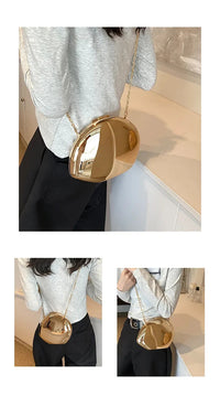 Designer Acrylic Shell Shape Clutch Bag Gold Silver Women Evening Party Bag Cute Shiny Metal Shoulder Crossbody Bags Small Purse