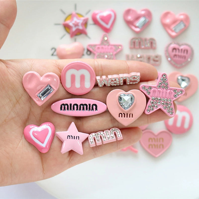 AuraVita 10PCS Resin Letter Heart Star Charms Cute Set Flatback Accessories DIY Craft Hair Clip Phone Case Scrapbooking Making