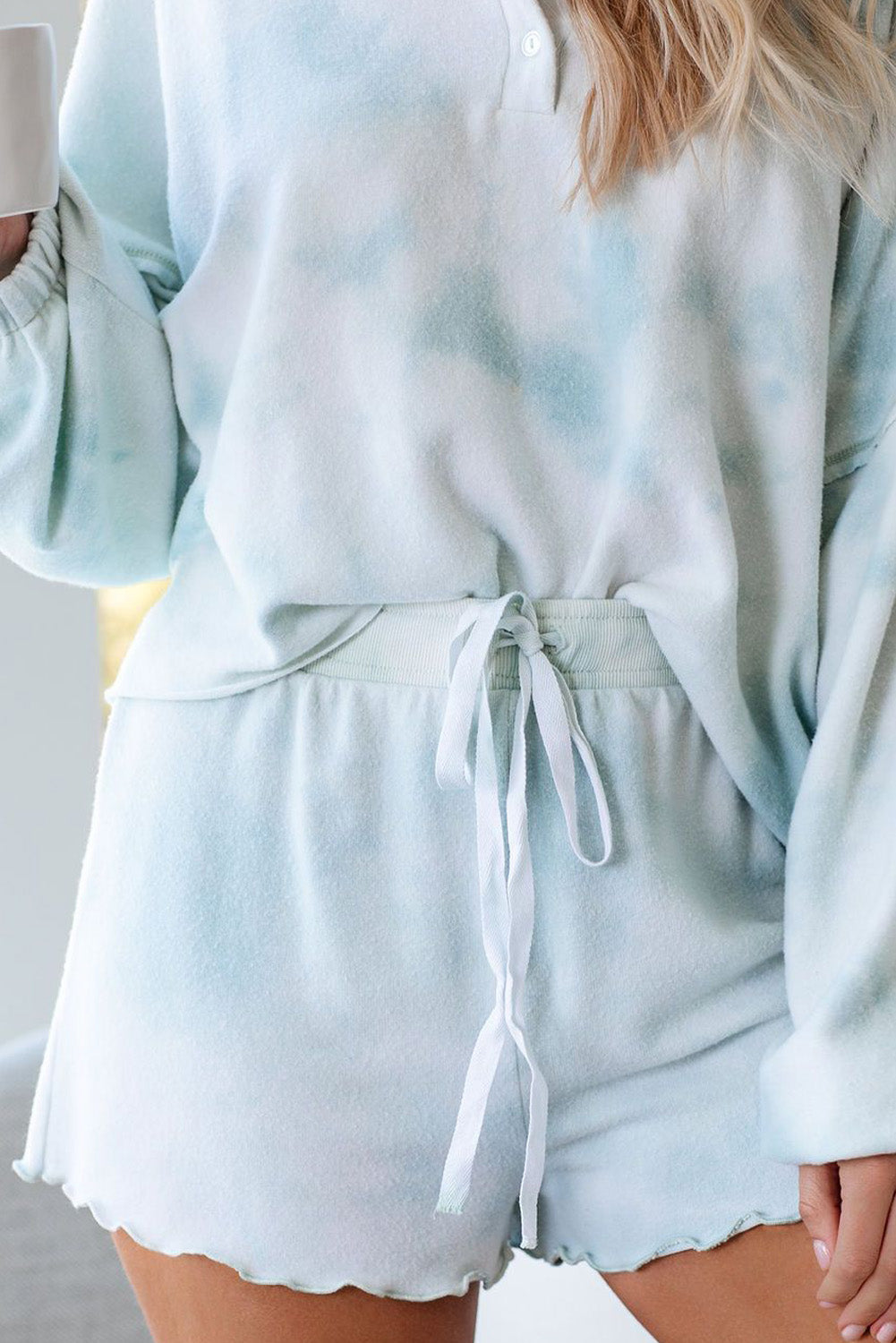 Sky Blue Tie Dye Knit Pajamas Set