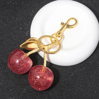 Fashion Delicious Red Cherry Keychain Summer Fruits Cherries Pendant Keyring For Women Men Jewelry Bag Key Accessories Gift