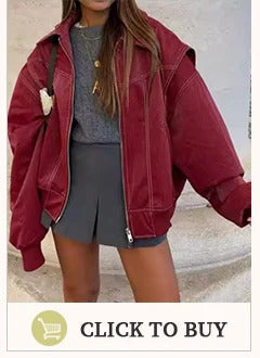 Elegant Burgundy Waist Up Flip Pockets Woolen Overcoats Women Chic Single Breasted Lapel Cropped Jackets 2024 Lady Commute Coats