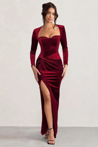 Articat Sexy Velvet Elastic Tight Long Sleeved Dress Elegant Bodycon Slit Party Evening Dress Autumn/winter 2025New Slim Vestido