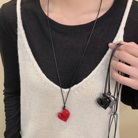 New Heart Pendant Necklace Adjustable Pull-out Sweater Chain Accessory