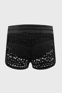 Black Lace Shorts Attached Swim Bottom