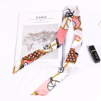 New Print Flower Small Scarf for Women Handle Bag Ribbons Brand Fashion Head Scarf Small Long Skinny Scarves Wholesale Headbands