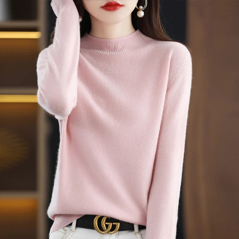 100% Pure Wool Half-neck Pullover In Autumn And Winter New Cashmere Sweater Women's Casual Knit Top Women's Coat 19 Colors