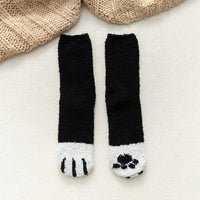 Women Winter Warm Fluffy Socks Cute Animal Claw Cat Paw Footprint Fuzzy Socks Female Thick Coral Fleece Home Floor Sleep Socks