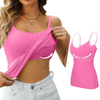 Padded Bra Tank Top Women Modal Spaghetti Solid Cami Top Vest Female Adjustable Camisole With Built In Bra Fitness Clothing