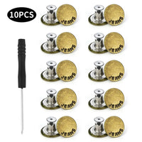 20/10pcs Detachable Jeans Screw Buttons with Screwdriver Clothes Replacement No Sewing Metal Pins Adjustable Waist Kit Tools