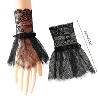 Women Fake Arm Sleeves with Short Tassels White and Black Pleated Cuff Beautiful Lace Accessories Outdoor Embellishments