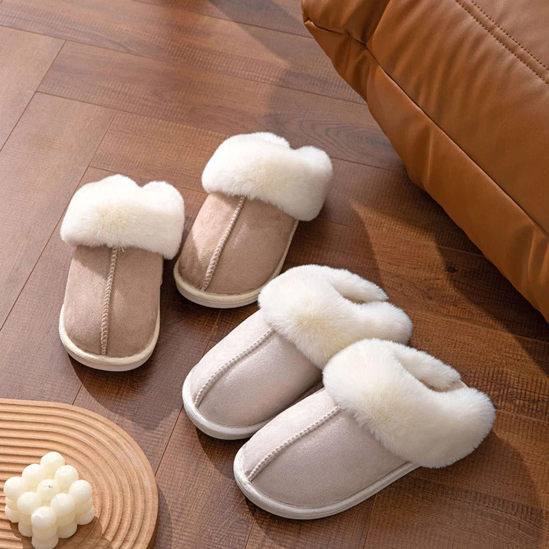 2023 Winter Warm Flat Fur Slippers Women Faux Suede Fluffy Furry Home Slides Woman Comfort Non Slip Indoor Floor Cotton Shoes