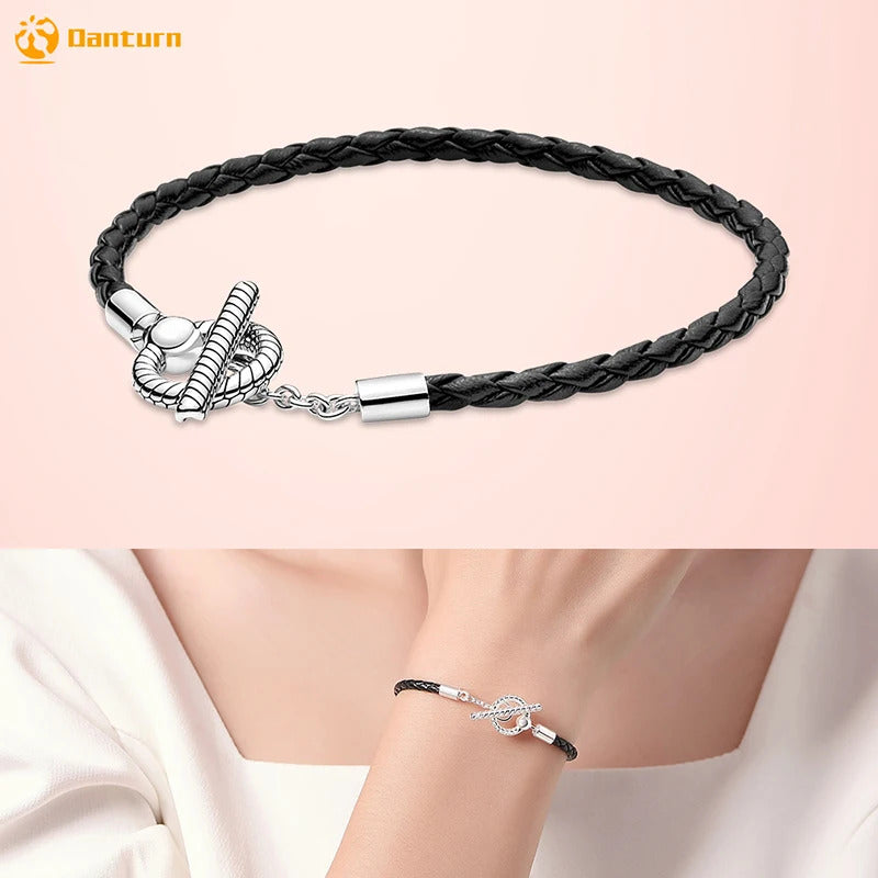 Danturn 925 Sterling Silver Bracelets Gold Heart, Butterfly Crown Women Bangles Luxury Jewelry Anniversary GIft DIY Fashions