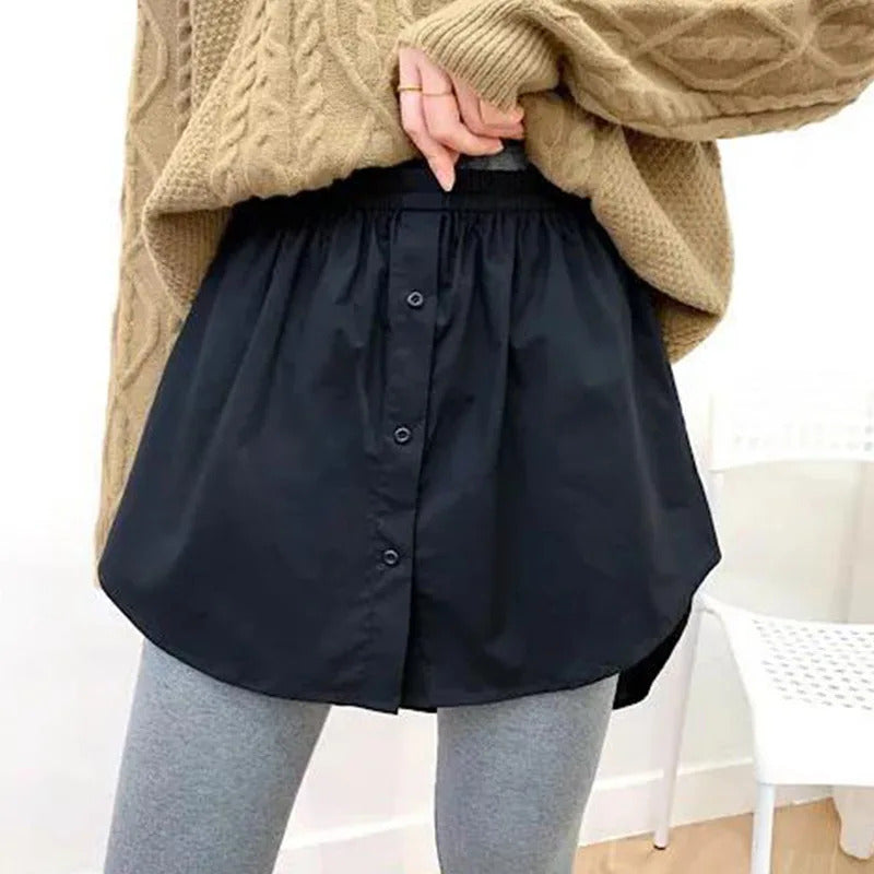 Women Girls Shirt Blouse Extender Adjustable Layering Faux Top Lower Sweep Mini Skirt False Hemline Splitting Underskirt