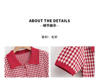 American Style Diamond Checkered Lapel Single Breasted Slim Short Sleeved Dress Elegant Tight Thin Dress T Shirt Mini Dress X0P7