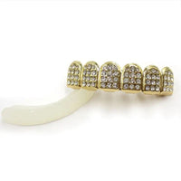 Fashion HIPHOP Tooth Braces Gold/Silver Teeth Top&Bottom with Diamonds Top & Bottom Grill Bling Jewellery for Men Women