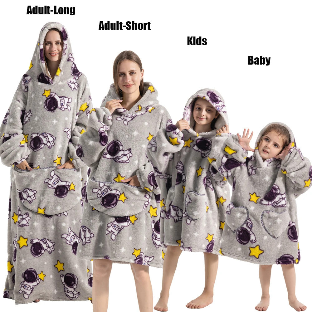 Winter Hoodies Sweatshirt Women Men Pullover Fleece Giant TV Oversized Blanket with Sleeves Adult Halloween Pumpkin Clothing