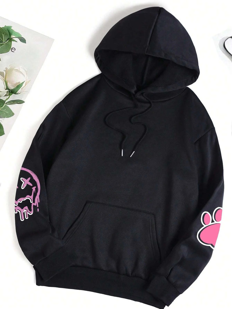 Hip Hop Street Casual Printed Female Hoodies Fashion Hoodie Oversize Loose New Sweatshirts Autumn Warm Fleece Clothing