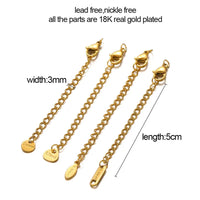 10pcs Stainless Steel Extension Chains with Lobster Clasps Connector Link Necklace Tail Making DIY Bracelet Accessories Supplies