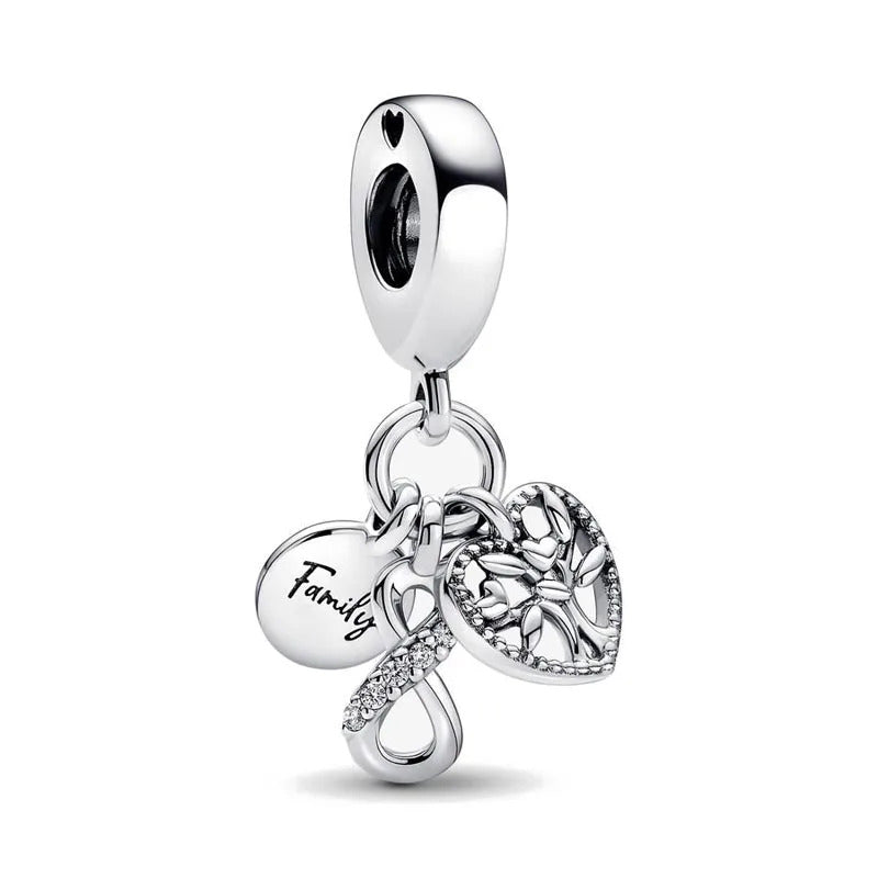 Europe 925 Silver Family Charm Fit Original Bracelet Jewelry Pendant Boy Girl Sparkling Mom Bead Sisters Pandora Dangle Plated