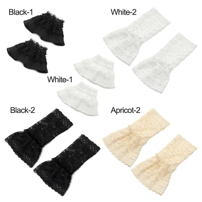 1Pair Detachable Fake Sleeves Spring Autumn Wild Sweater Decorative Sleeves Lace Ruffles Elbow Sleeve Cuff universal Fake Cuff