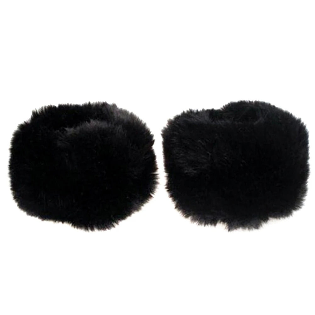 1 Pair Faux Fur Plush Windproof Cuff Sleeve Winter Women Wrist Sleeves Wristband Soft Elastic Wrist Slap On Cuffs Arm Warmer