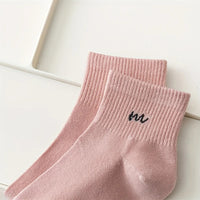 5 Pairs Letter Print Socks Comfy & Breathable Sports Short Socks Women's Stockings & Hosiery Soft & Comfy All-match Short Socks