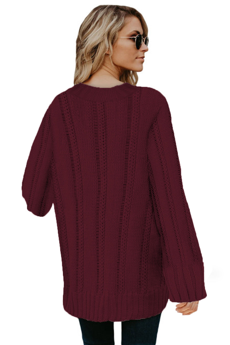 Wine Oversize Thick Pullover Sweater