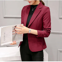 Women's Blazer 2022 Red Long Sleeve Blazers Pockets Jackets Coat Slim Office Lady Jacket Female Tops Suit Blazer Femme Jackets