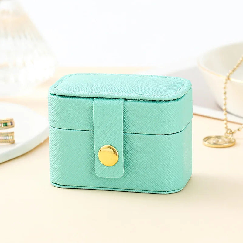 Mini Portable Small Jewelry Storage Bag Travel Simple Leather Ring Necklace Earrings Storage Box Organizer Display Gift Box