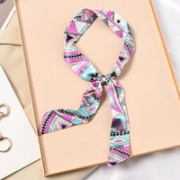 Skinny Silk Scarf Hair Strip Silk Ribbon Small Neck Scarves Bag Handle Ribbon Scarf Kerchief Ladies Ribbon Hair Band Small Scarf