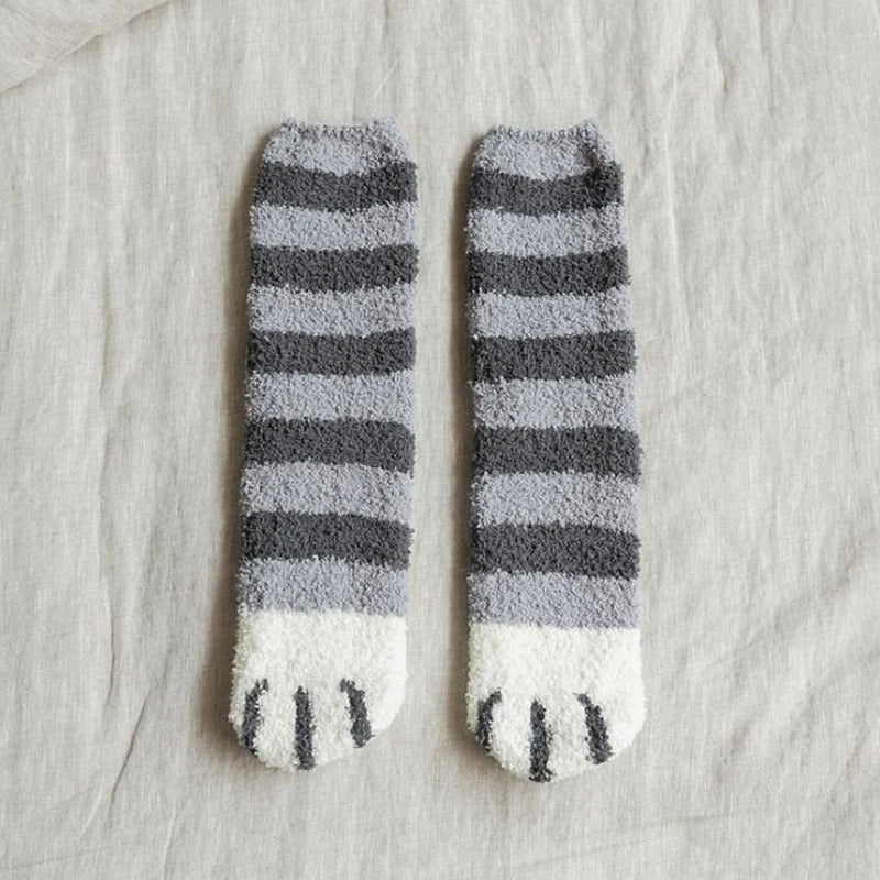 Fashion Womens Cats Paw Stripe 3d Socks Kawaii Fun Thick Girls Cartoon Animal Fingers Sock Hosiery Toe Zebra/Tiger/Cat Foot Sox