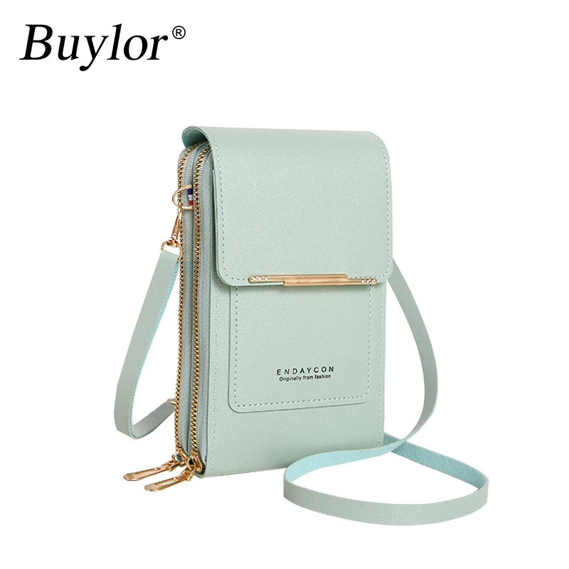 Buylor Women's Handbag Touch Screen Cell Phone Purse Shoulder Bag Female Cheap Small Wallet Soft Leather Crossbody сумка женская