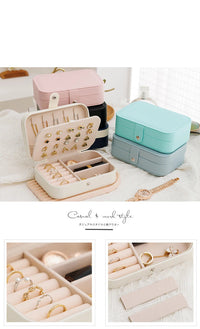 Portable Jewelry Storage Box Travel Organizer Jewelry Case Leather Storage Earrings Necklace Ring Jewelry Organizer Display