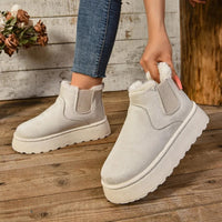 2024 Winter Women Short Plush Warm Snow Boots Casual Shoes  New Suede Fur Chelsea Ankle Boots Flats Platform Ladies Shoes Botas