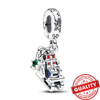 Sparkling 925 Sterling Silver Christmas Carousel & Santa Claus Charm Fit Original Bracelet Women Christmas Gift Jewelry Making