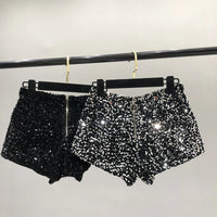 Whole Body The New 2023 Sparkling Sequins Shorts Women Short Zipper Nightclub Woman Slim Fit for Silver and Black   Sexy Shorts