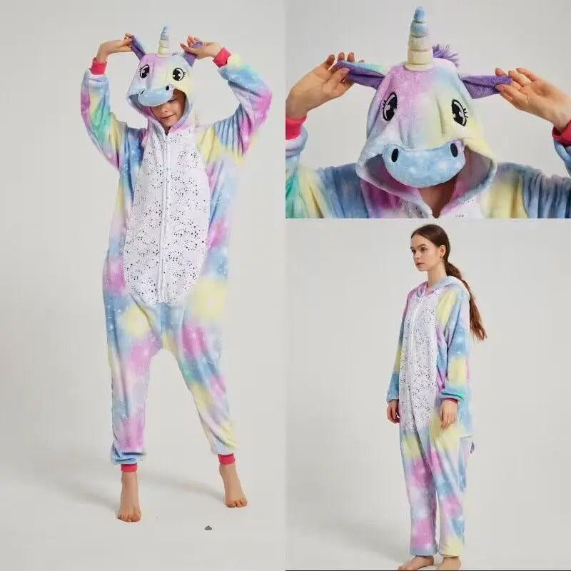 Women Pijama Animal Jumpsuit Onesie Kigurumi Unicorn Suit Shark Bodysuits Adult Flannel Sleepwear Full Body Winter