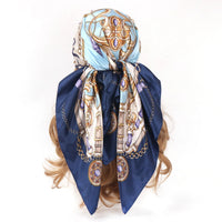 90*90cm Silk Scarf Scarftop Headwraps Women Four Seasons Hair Scarve Hijab Foulard Iuxe Bandana Femme Headscarf