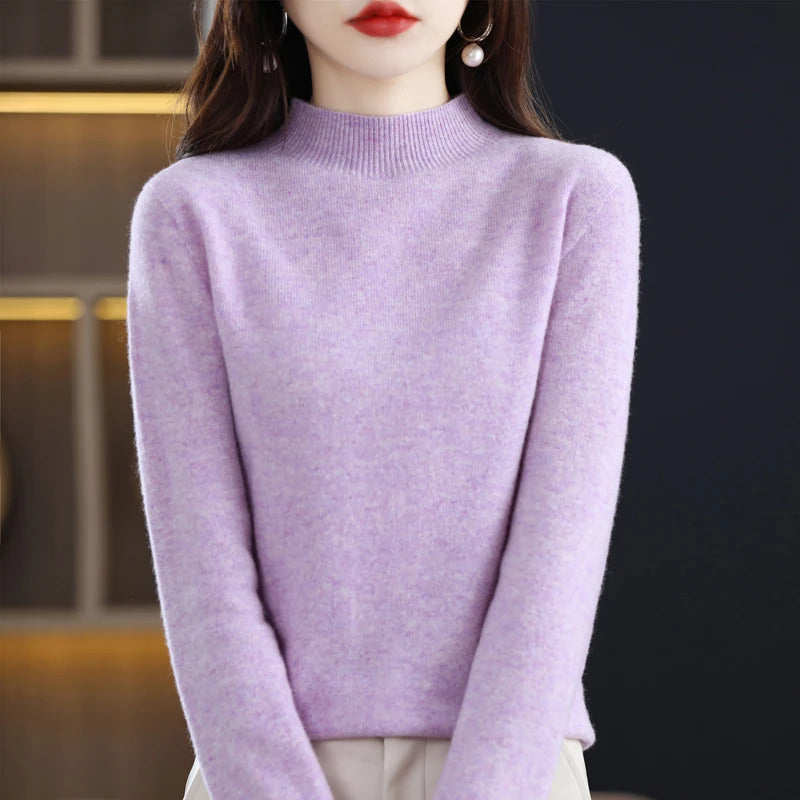 100% Pure Wool Half-neck Pullover In Autumn And Winter New Cashmere Sweater Women's Casual Knit Top Women's Coat 19 Colors