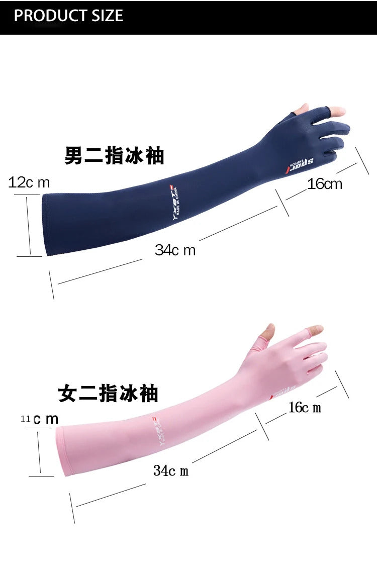 UV Solar Arm Sleeves Women Men Summer Cycling Long Sleeves Anti-Sunburn Cuff Breathable Fishing Arm Warmers Cover Gloves Driving