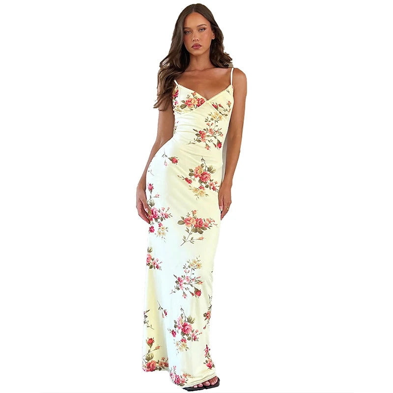 Dulzura Sexy Y2K Clothes Floral Print Sleeveless Backless Bodycon Maxi Dresses For Women 2023 Club Birthday Party Elegant Outfit