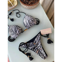 OIINAA Swimwear Women Sexy Zebra Striped Bathing Suit Leopard Printed Bikini Set Tie Dye Two-piece Drawstring Beachwear Biquinis